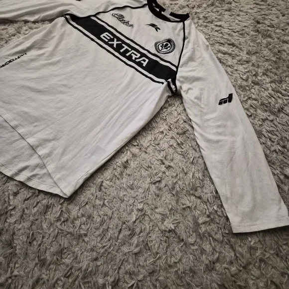 ☆5/$15☆H&M Divided “EXTRA” Racing Long Sleeve Shirt | White & Black | XS - Picture 4 of 16